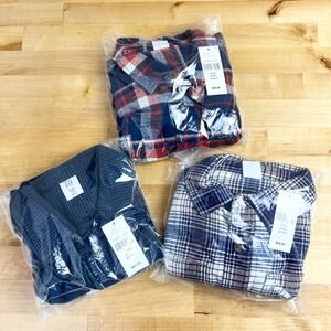 Baby Gap Toddler Boys 2T Flannel Shirt Bundle 3 Pack Plaid Houndstooth NEW